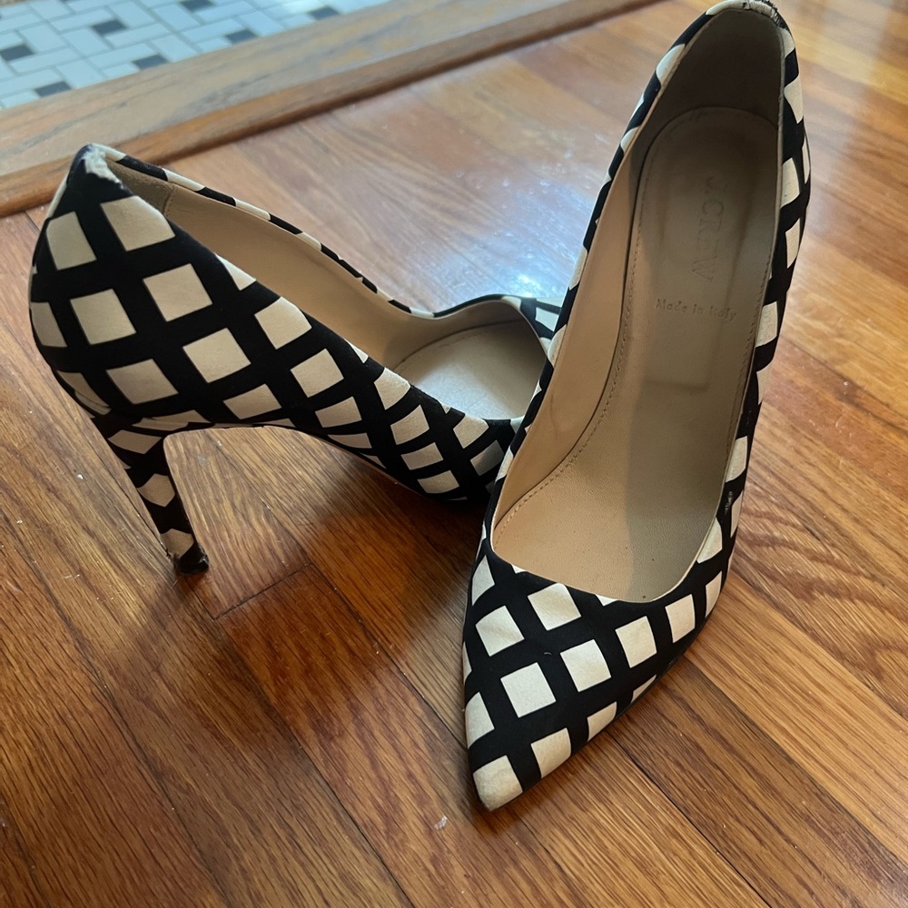 J. Crew Black and White Heels with Pointed Toe